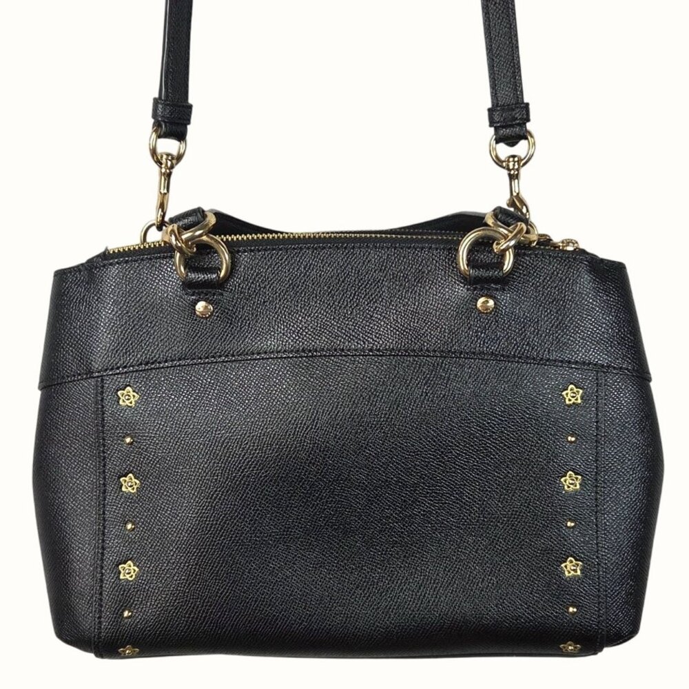 Coach 2018 Mini Brooke Black Leather Crossbody Bag w Floral Rivets F37754 - Picture 13 of 16